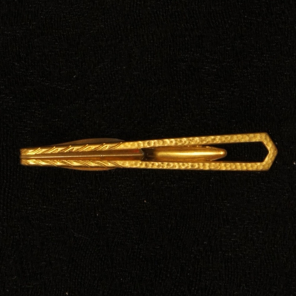 Vintage Hickok Tie‎ Clip Bar Gold Tone USA Mens Slim Tie Bar